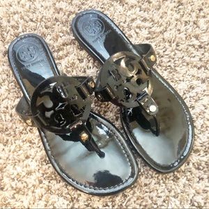 Tory Burch Miller Sandals - Black Patent Leather